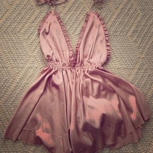 Silk blush open back romper